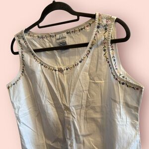 Vintage Bobbie Brooks Embroidered Cotton Tank